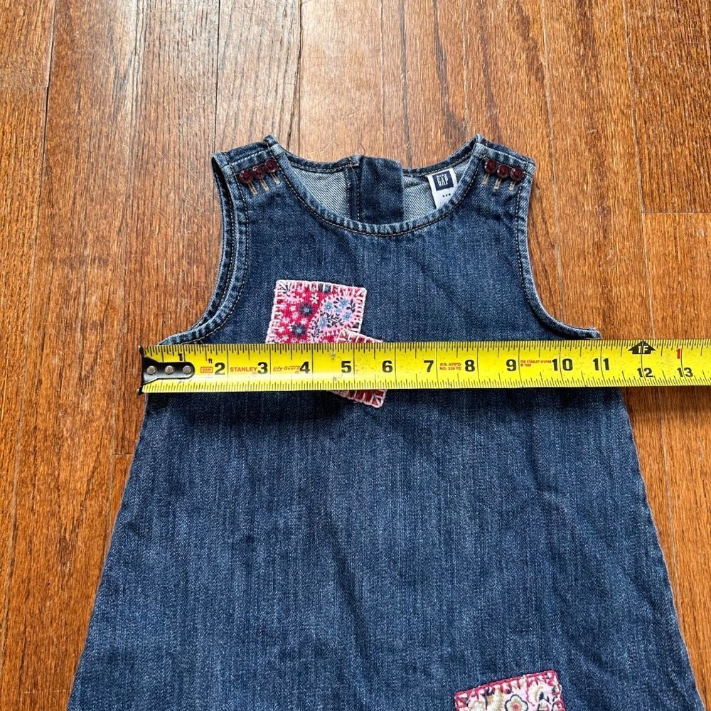 Vintage GAP Girls Dress Size 3T Patchwork Denim Jumper Jean 90s Y2K Overall - Picture 10 of 12